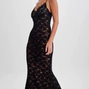 Meshki Joelle Lace Cupped Maxi Dress Black XS